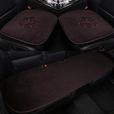 Wool pad Wool No Backrest Three-piece - rising-sun-and-xiangyun-three-piece-set-coffee-color