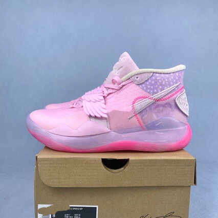 Pure Original Kd12 Practical Basketball Shoes for Men, Durant 12Th Generation Pink Angel Wings Double-Layer Cushioning Breathable Training Shoes