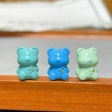 文玩菱镁矿松石雕刻坐立小熊镶嵌款文玩配饰手串搭配配饰DIY313