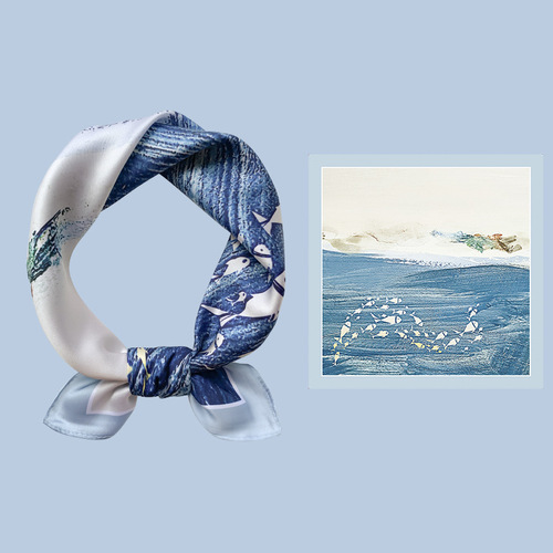 Korean Version 53cm Small Silk Scarf Professional Versatile Small Square Scarf Head Scarf for Women, Korean Fashion Multifunctional Decorative Small Neck Scarf