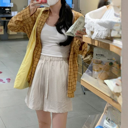 Tencel Shorts for Women, Summer Thin 2025 New Style, Petite Loose Fit, Slimming, Sporty Casual High-Waisted Wide-Leg Five-Point Pants