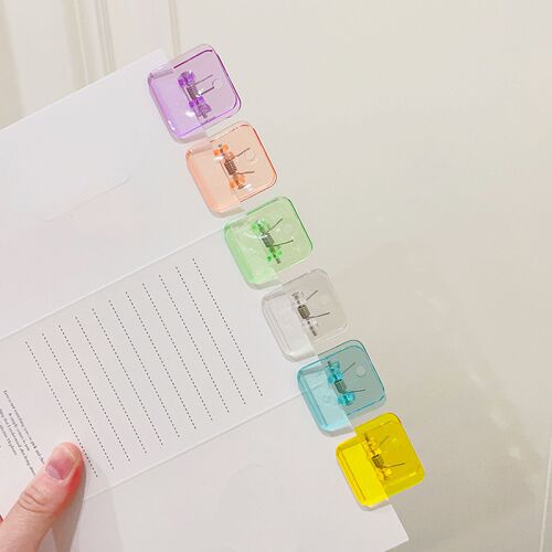 Cartoon transparent square clip student study test paper storage clip bill clip long tail clip desktop information classification clip