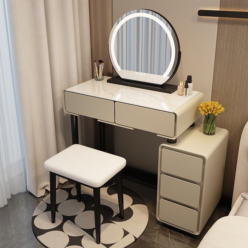 H5-khaki 회색 80 테이블 + 캐비닛 + 거울 + 사각형 의자