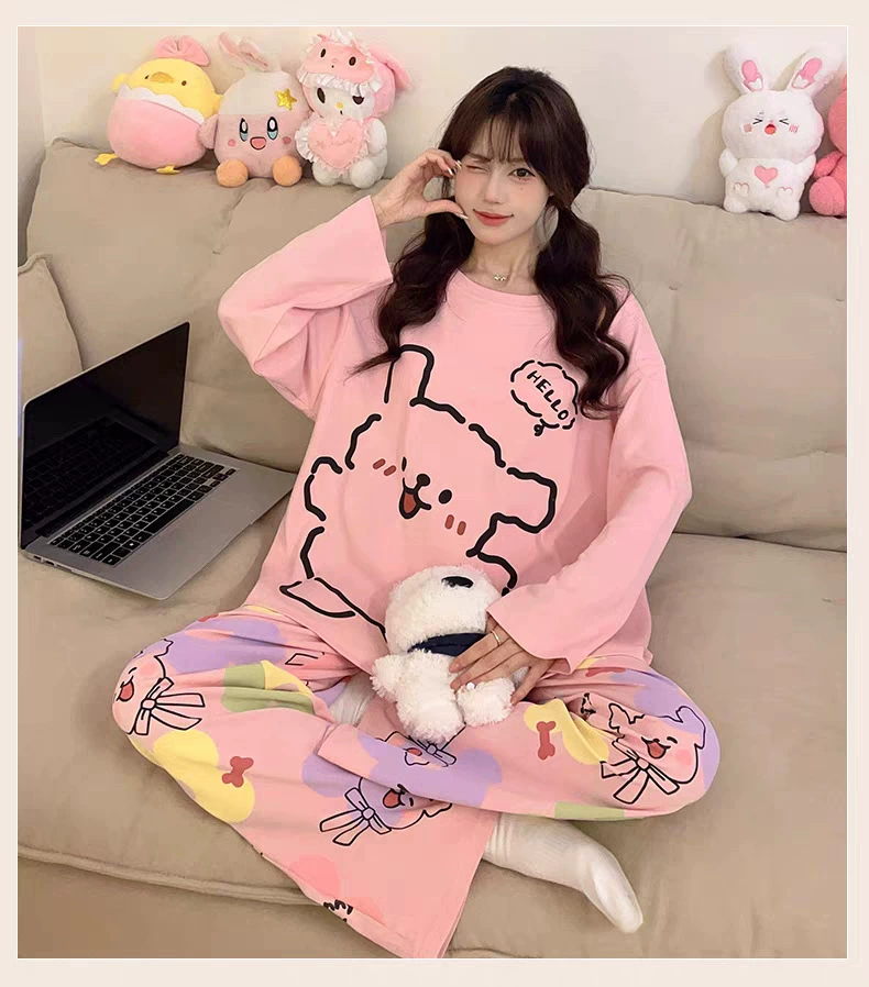 Карикатурные тонкие демисезонные комфортные пижамы, комплект, oversize