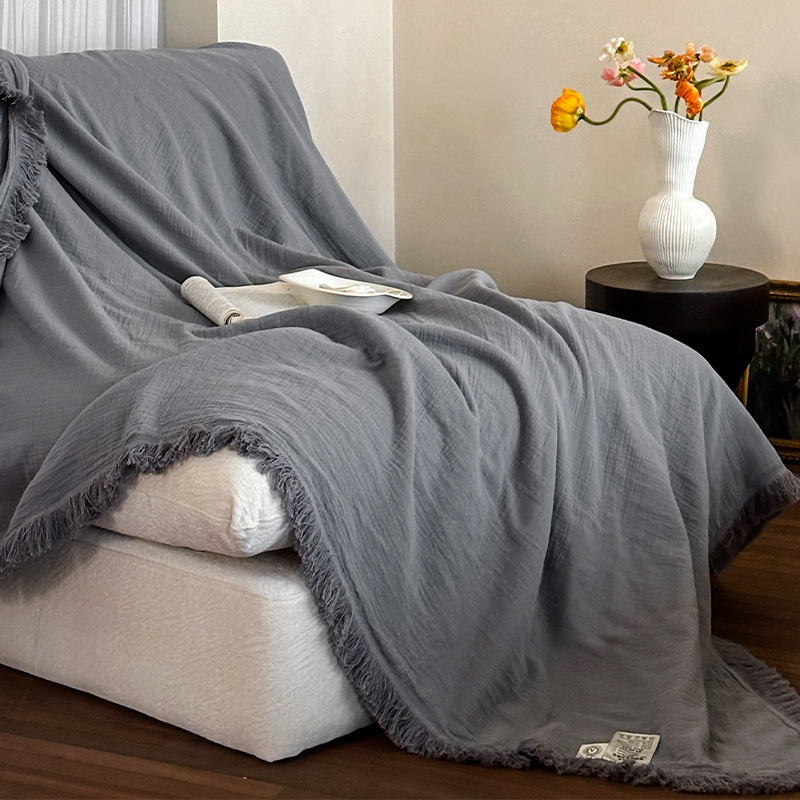 Mantón de gasa de cuatro capas de algodón, manta para sofá, manta para oficina de alta calidad, manta decorativa para siesta, sala de estar retro