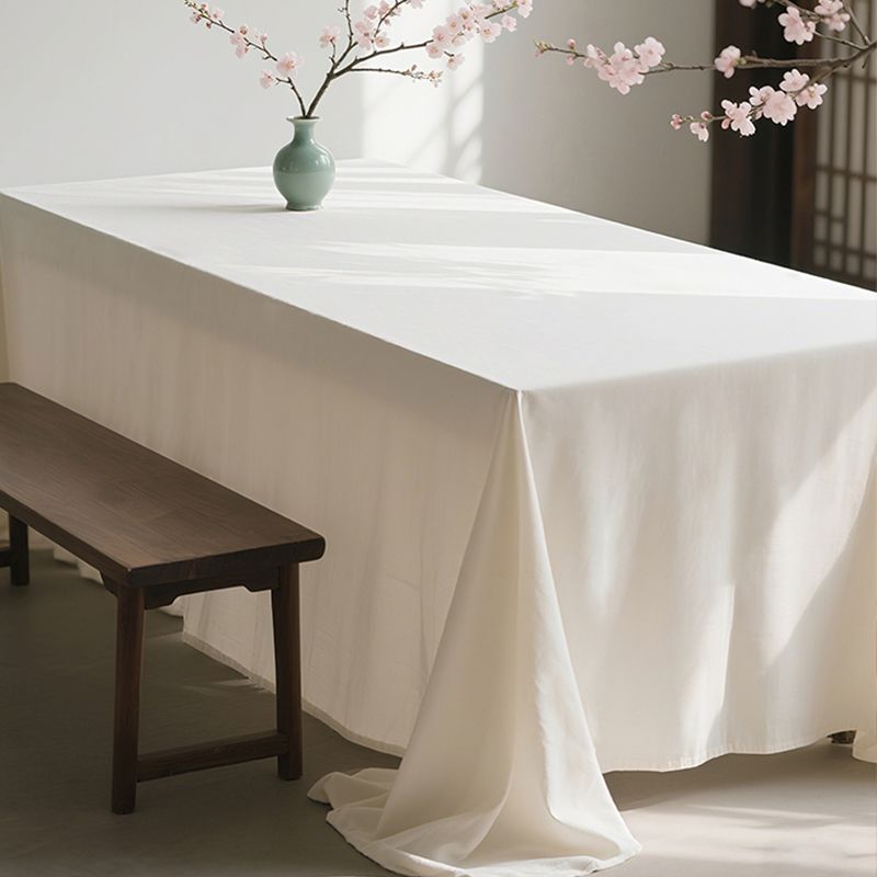 Solid Color Thickened Beige White Song Dynasty Aesthetic Tablecloth New Waterproof and Anti-Fouling Tablecloth New Chinese Style Conference Tablecloth