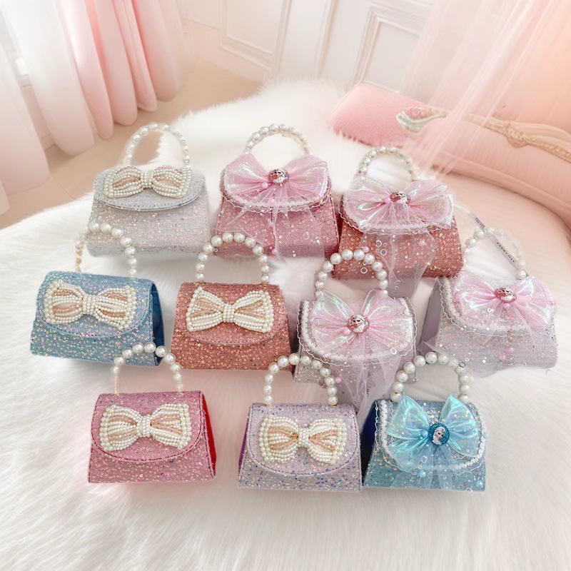 2025 nuevo pequeño viento perfumado bolso de niños princesa viento beaded bolso de cambio de mano bolso de hombro de moda bolso de cadena