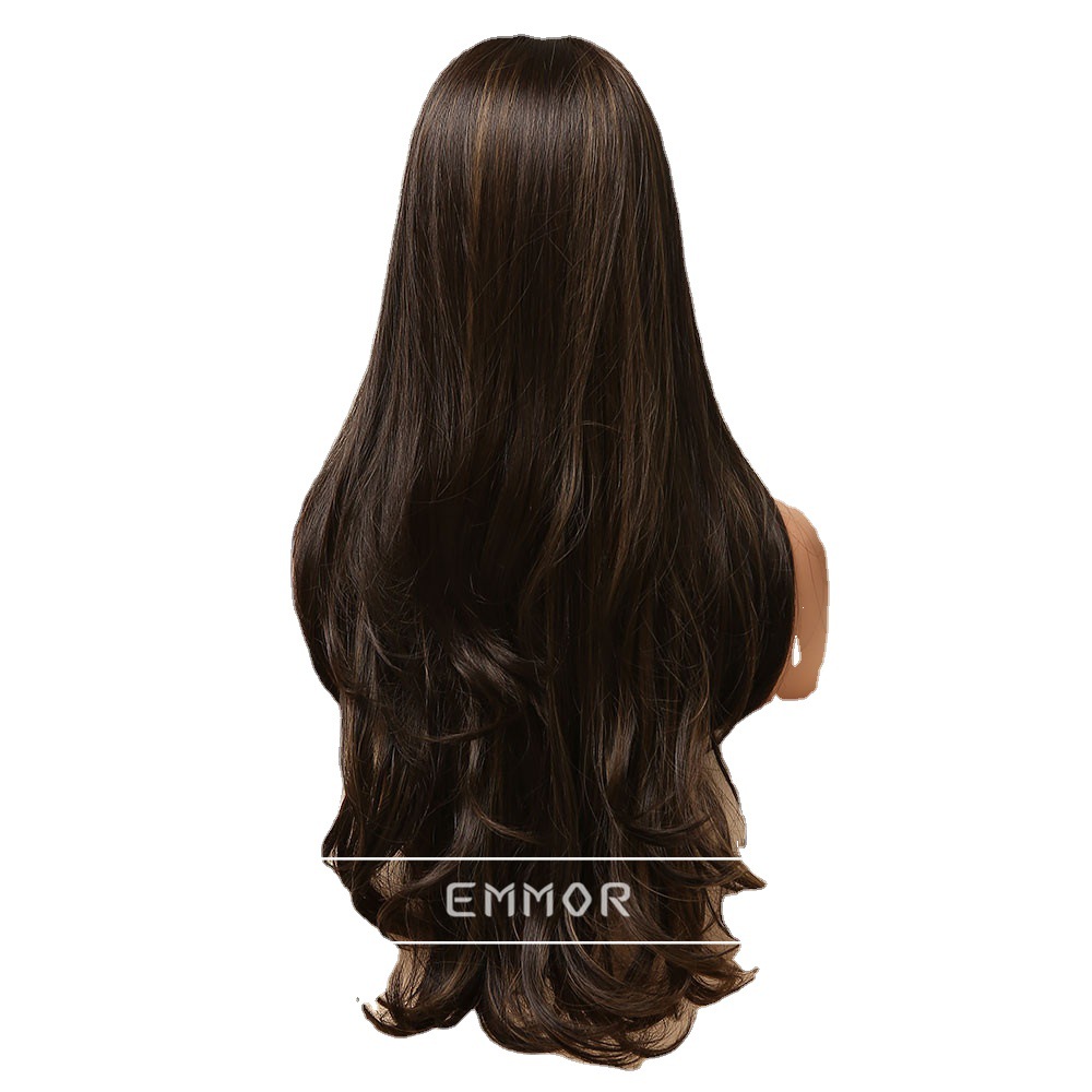 Comercio exterior Pelucas europeas y americanas, celebridades de Internet, ondas grandes, cabello largo y rizado, cabello largo, cabello largo, negro, marrón, cubierta completa, wigs