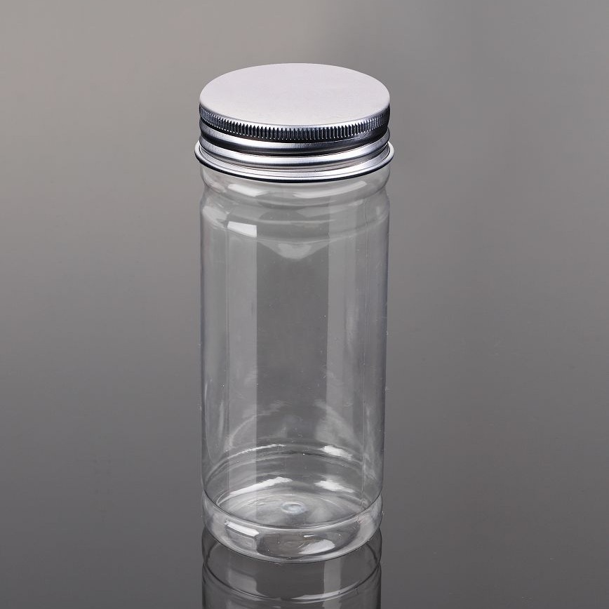 350ml 直筒双凹 铝盖塑料瓶 PET罐 玫瑰花茶瓶 茶叶罐(LG019)