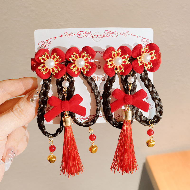 Horquillas Chinas Tradicionales para Niños, Materiales Mixtos, Decorativo, Con Borlas, para Hanfu y Año Nuevo