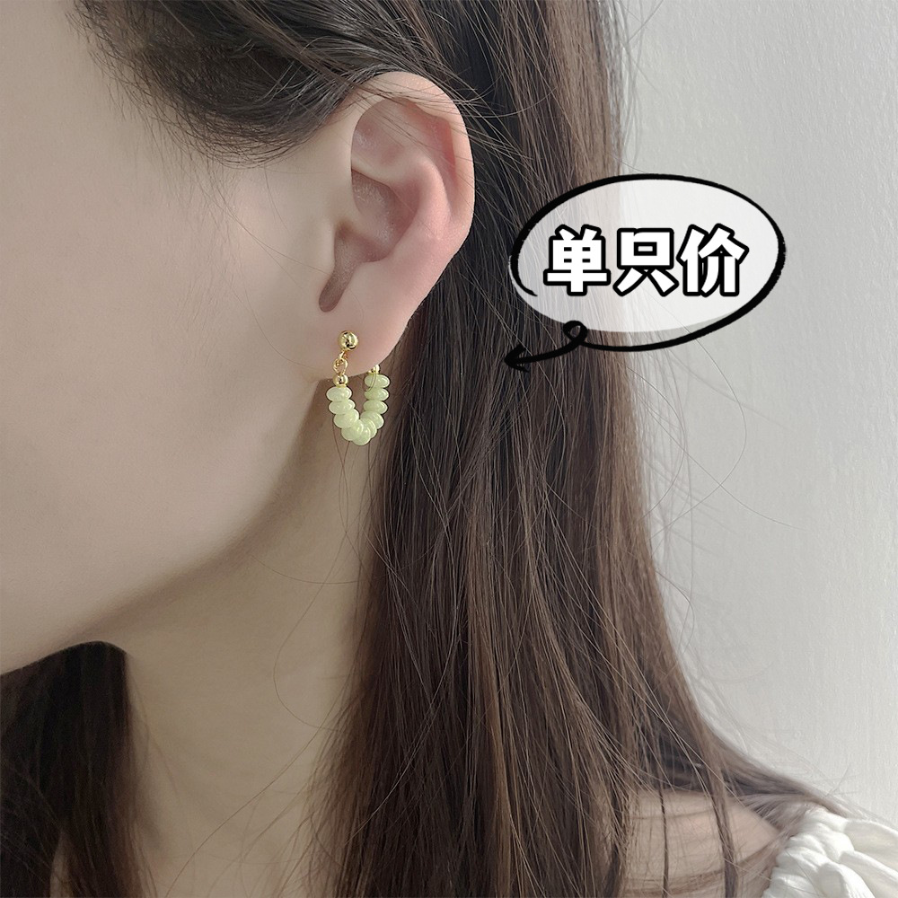 Pendientes tipo clip de jade Hetian, estilo chino vintage, sin perforación, diseño elegante artesanal