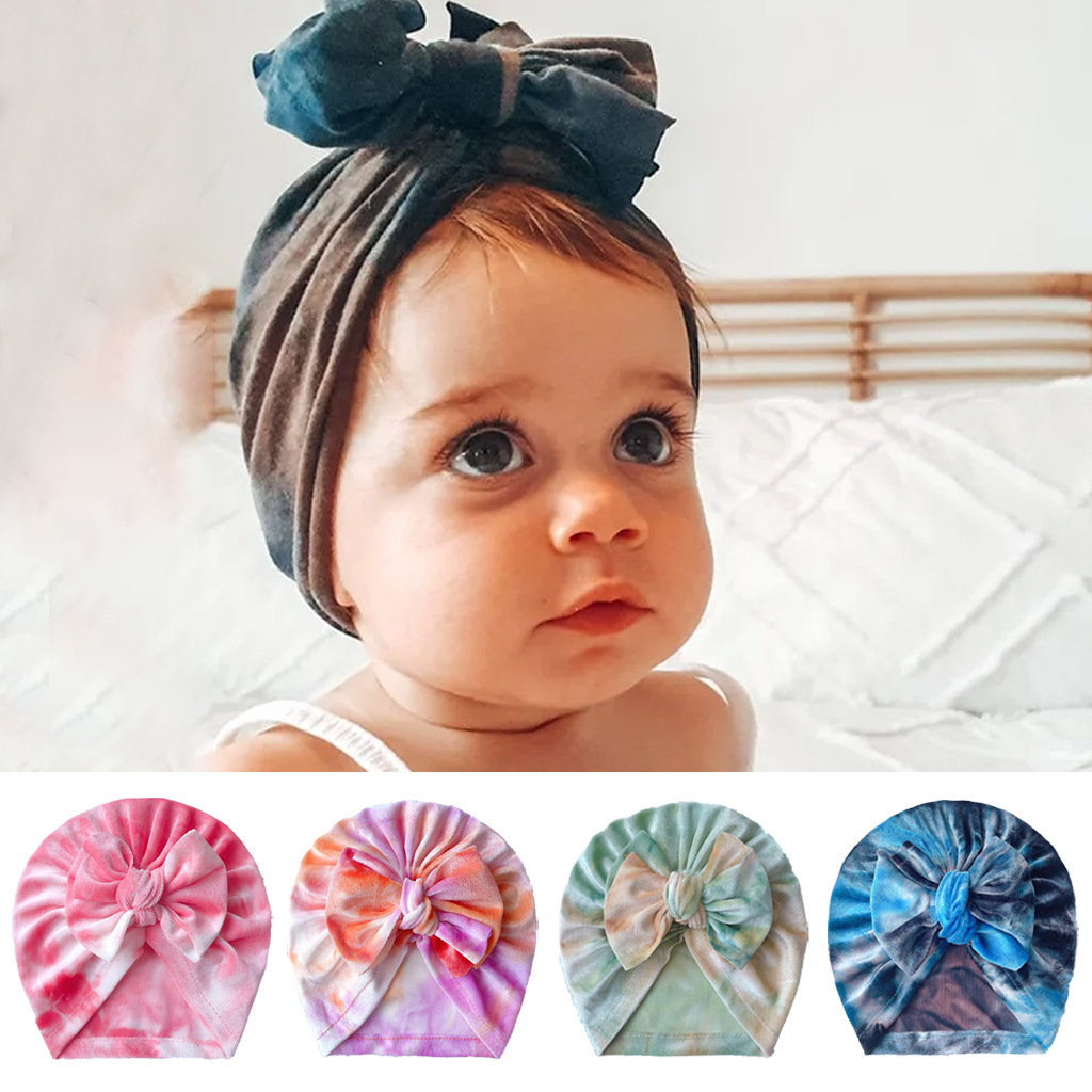 Kinder Unisex Mode Bogenknoten Tie-dye Babymütze display picture 3