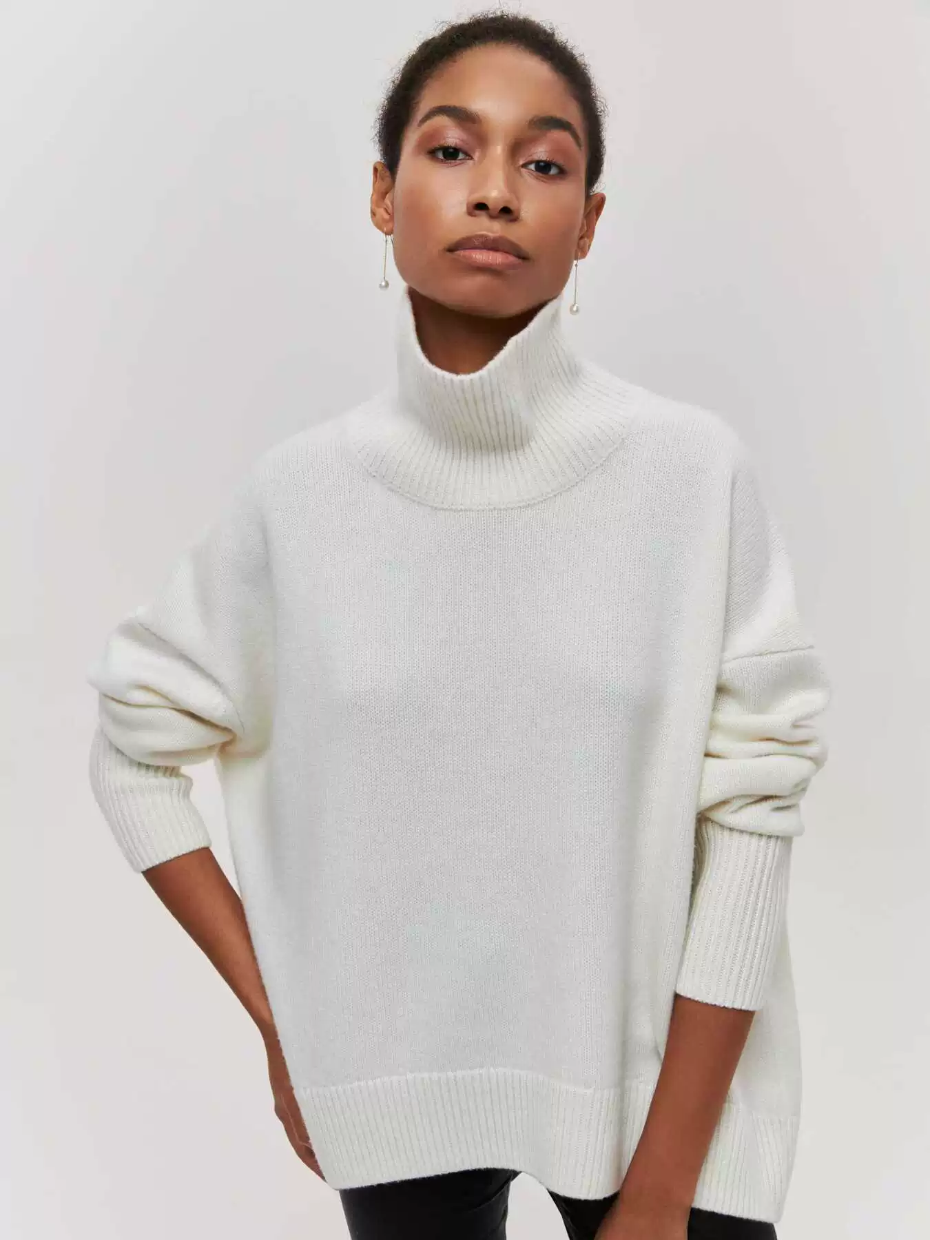 Demi-season Oversize Sweater, European City Style, Turtleneck, Multi-color Options
