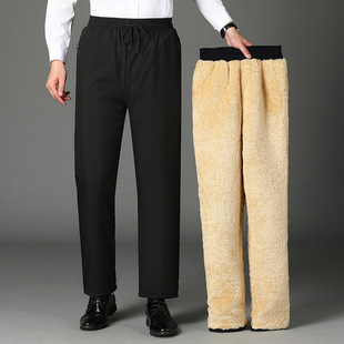 Winter Outer Wearing Cotton Pants Men's Three-Layer Thickened fleece-lined High-Waist Deep-Waist Warm Pants for Dad Middle-aged and Elderly Men's Loose Cotton Pants