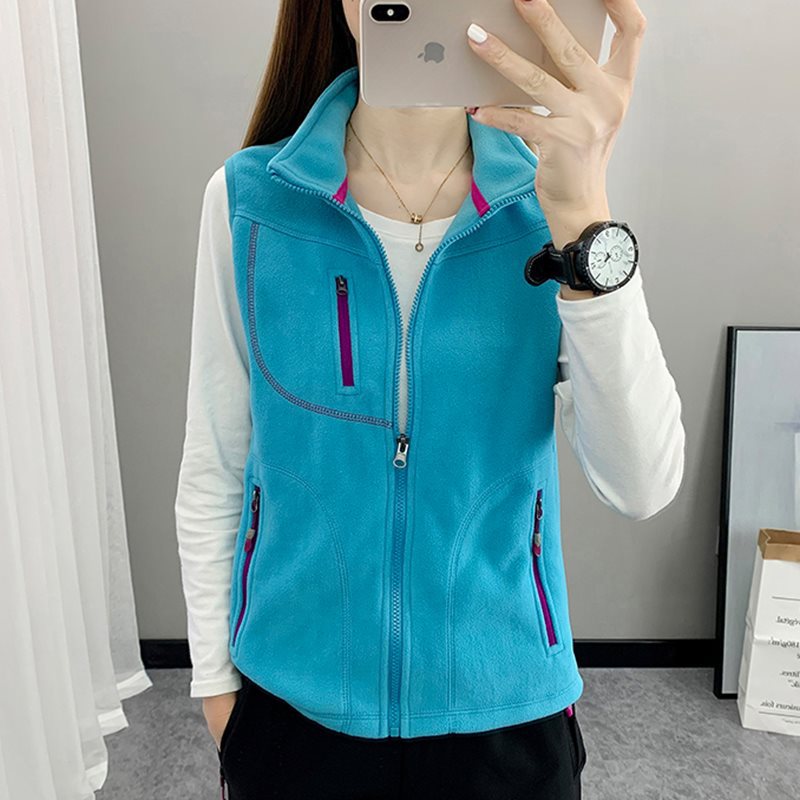 조끼 양털 여성용 가을 겨울 야외 카디건 양면 폴라 양털 조끼 따뜻한 산호 양털 조끼 코트 양털