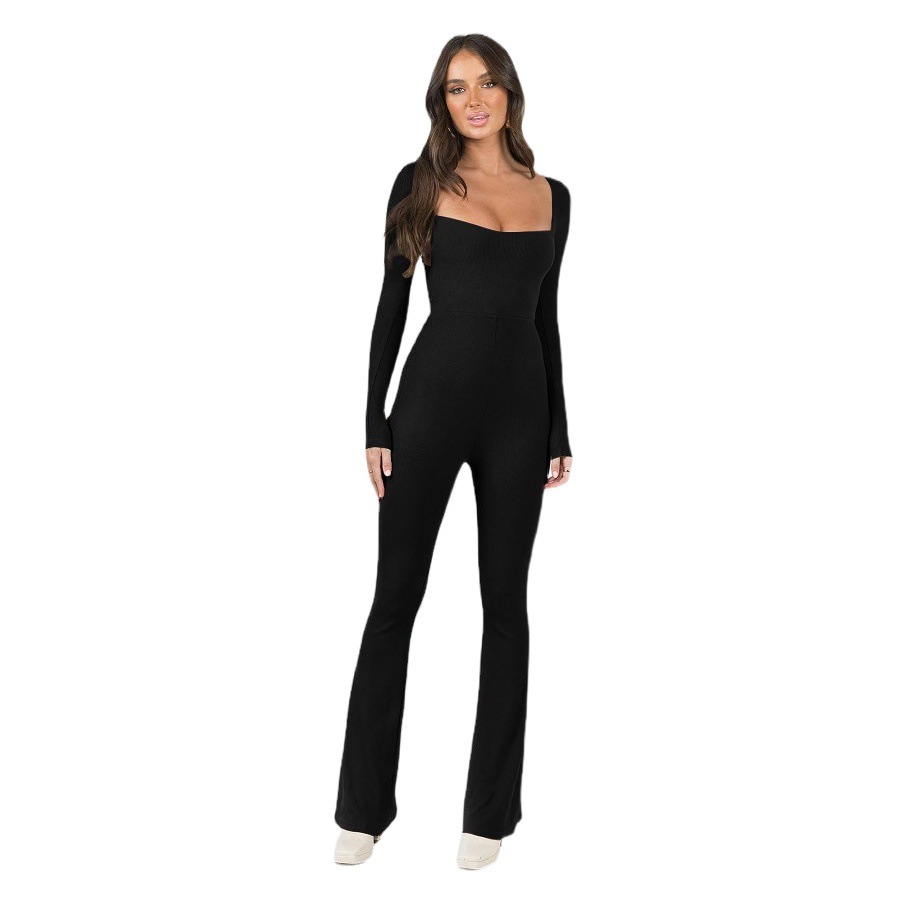 Primavera 2023 Amazon Europa y América del Comercio Exterior de las mujeres ropa color sólido backless Delgado cuello cuadrado sexy jumpsuit Pantalones