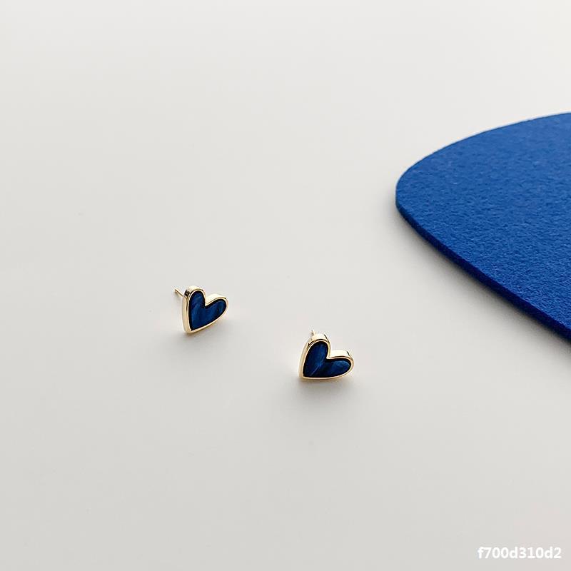 Simple Style Blue Heart Shape 925 Silver  Earrings display picture 5