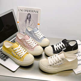 BE-6892 帆布鞋女2025春夏新款平底休闲女式单鞋百搭软底小白鞋女