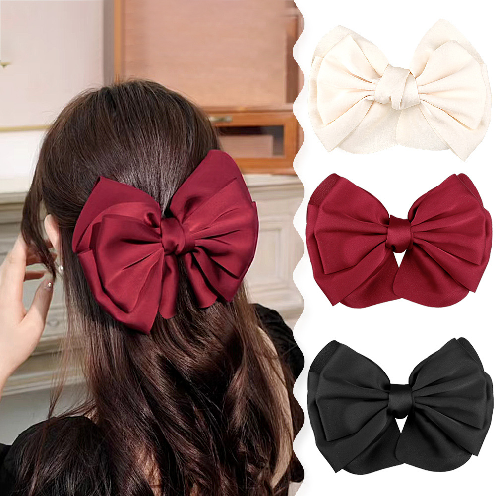 Women's Lady Korean Style Bow Knot Cloth Rhinestone Hair Claws display picture 14
