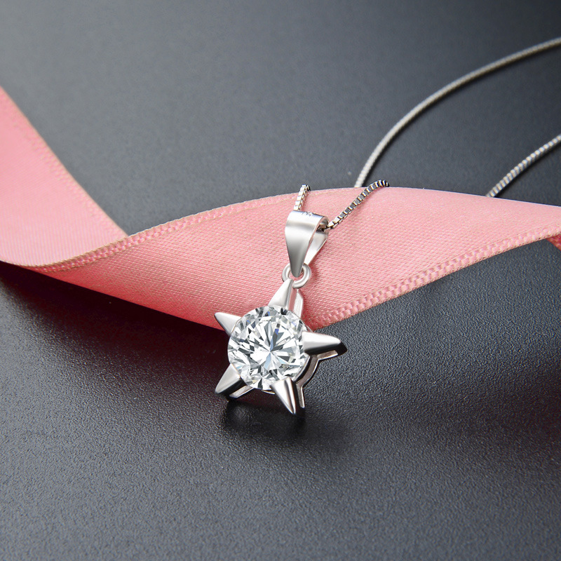 Joyería de plata transfronteriza s925 incrustado de zircon pentagramas colgante de joyería de comercio exterior de Europa y América moda de la cadena de clavícula de mujer