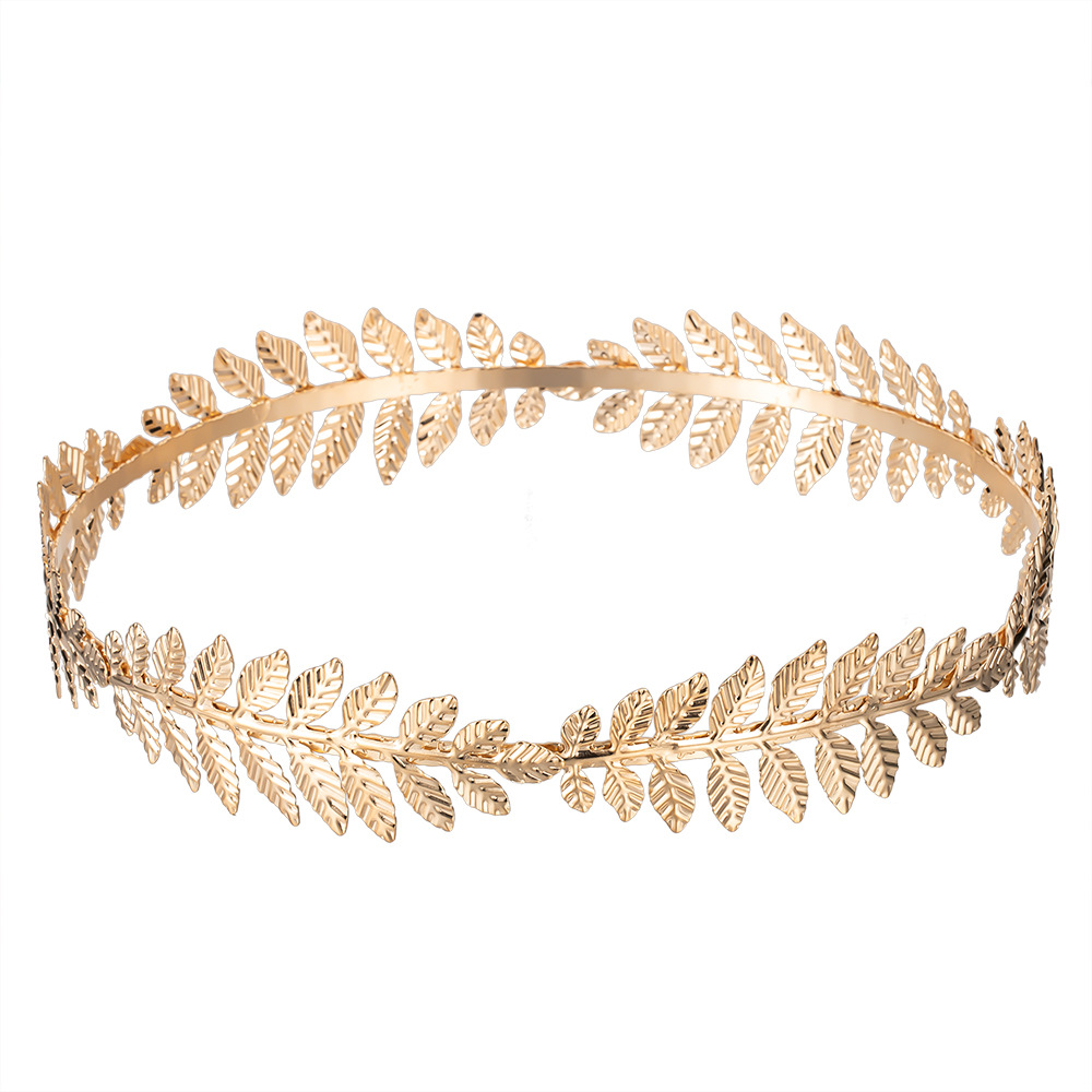 Europese en Amerikaanse bruidshoofdtooi met gouden bladmotief, haaraccessoire, kroonhoofdband, kerstgroothandel_voghion.com