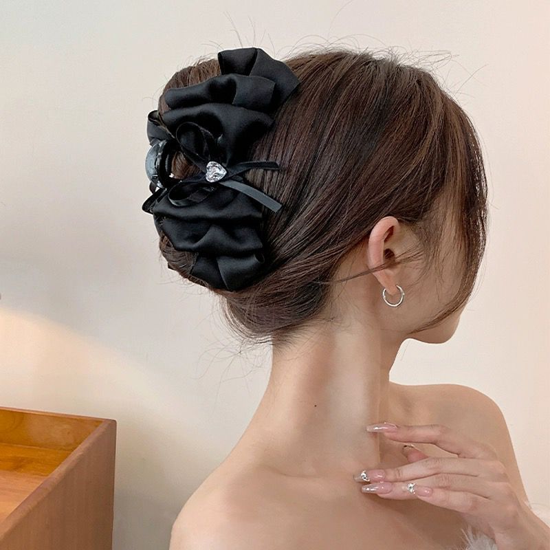 蝴蝶結抓夾女2024新款後腦勺小版泡泡雲朵鯊魚夾子公主頭盤發抓夾