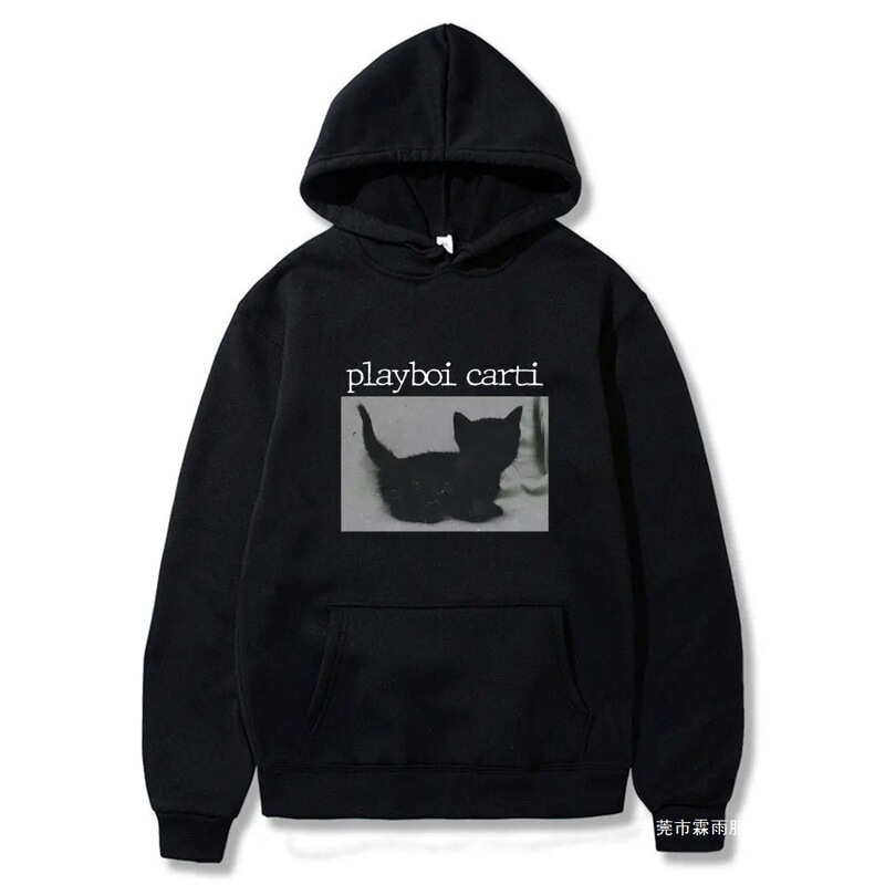Playboi Carti Oversized Hip Hop Hoodie Cute Cat Print Hoodie Cotton Sweatshirts Fashion