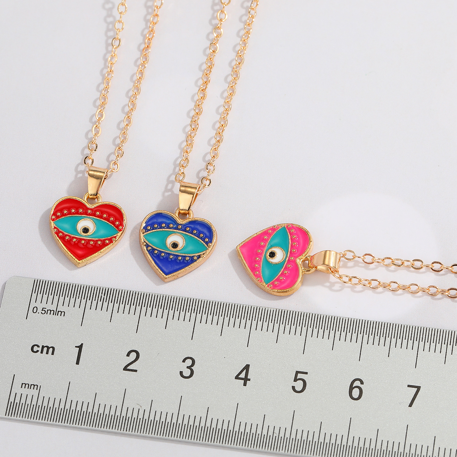 new heart blue eye multicolor irregular pendant clavicle chain wholesale Nihaojewelry
