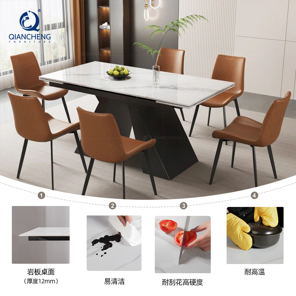 Mesa de Comedor Extensible de Piedra Sinterizada, Ajustable, para Restaurante image 5