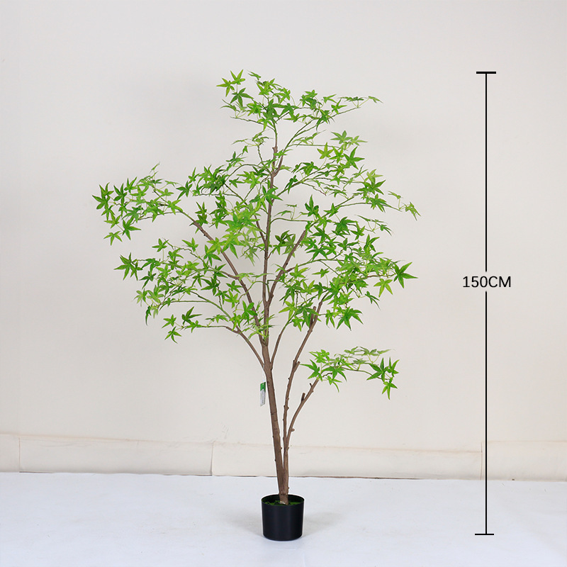 新しい模擬緑の植物、模擬カエデの葉の木、インターネット有名人の緑のカエデの木、ホテルのショッピングモールの緑の植物、模擬木、屋内および屋外の装飾|undefined