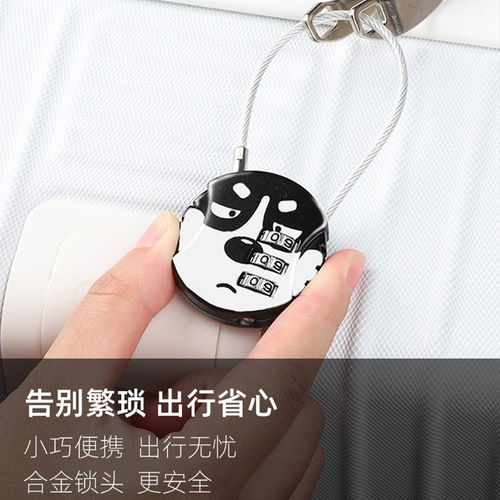 Small and portable luggage anti-theft password lock cartoon puppy round steel wire locker bicycle lock wholesale 