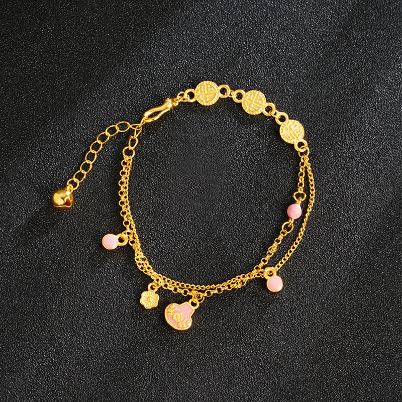 Vietnam Sha Jin nuevo color rosa goteo de aceite simple flor bolsas de pulseras de lujo ligero no se desvanece durante mucho tiempo