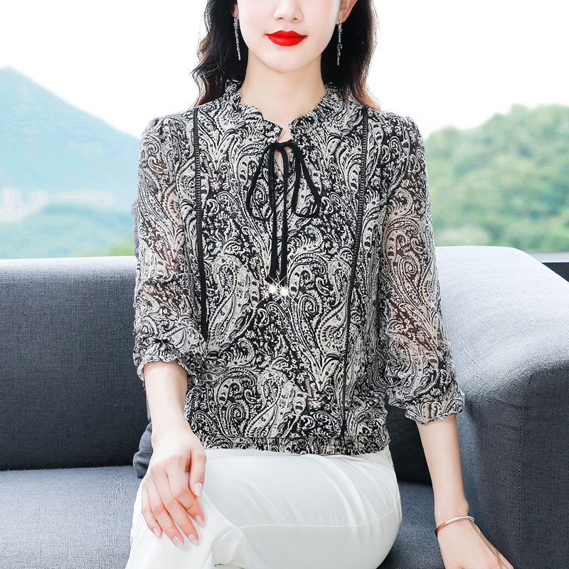 Fashionable autumn shiffon demi-season long-sleeve