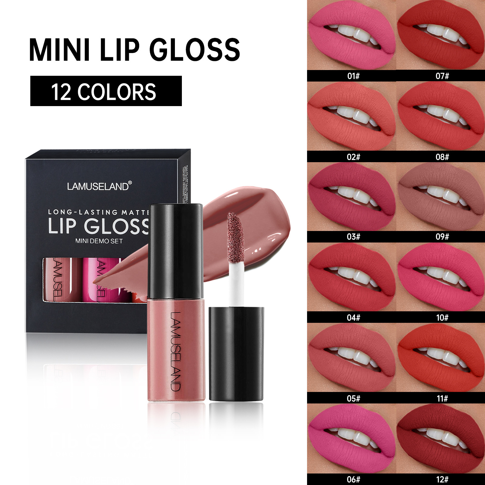 3支装哑光唇彩小样不易粘杯LAMUSELAND Matte Lipstick 3pcs gift