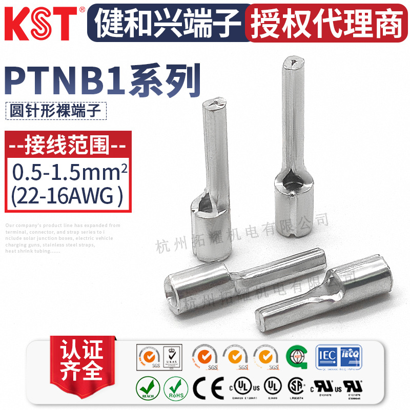 KST健和兴PTNB1-7/9/10/12/13/14/16针形裸端子 紫铜镀锡UL RoHS