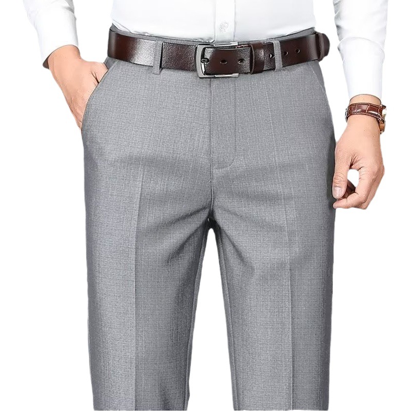 Hombres de negocios pantalones occidentales drapeado pantalones de traje casual ropa formal Pantalones rectos de primavera y verano Pantalones de traje de papá de mediana edad