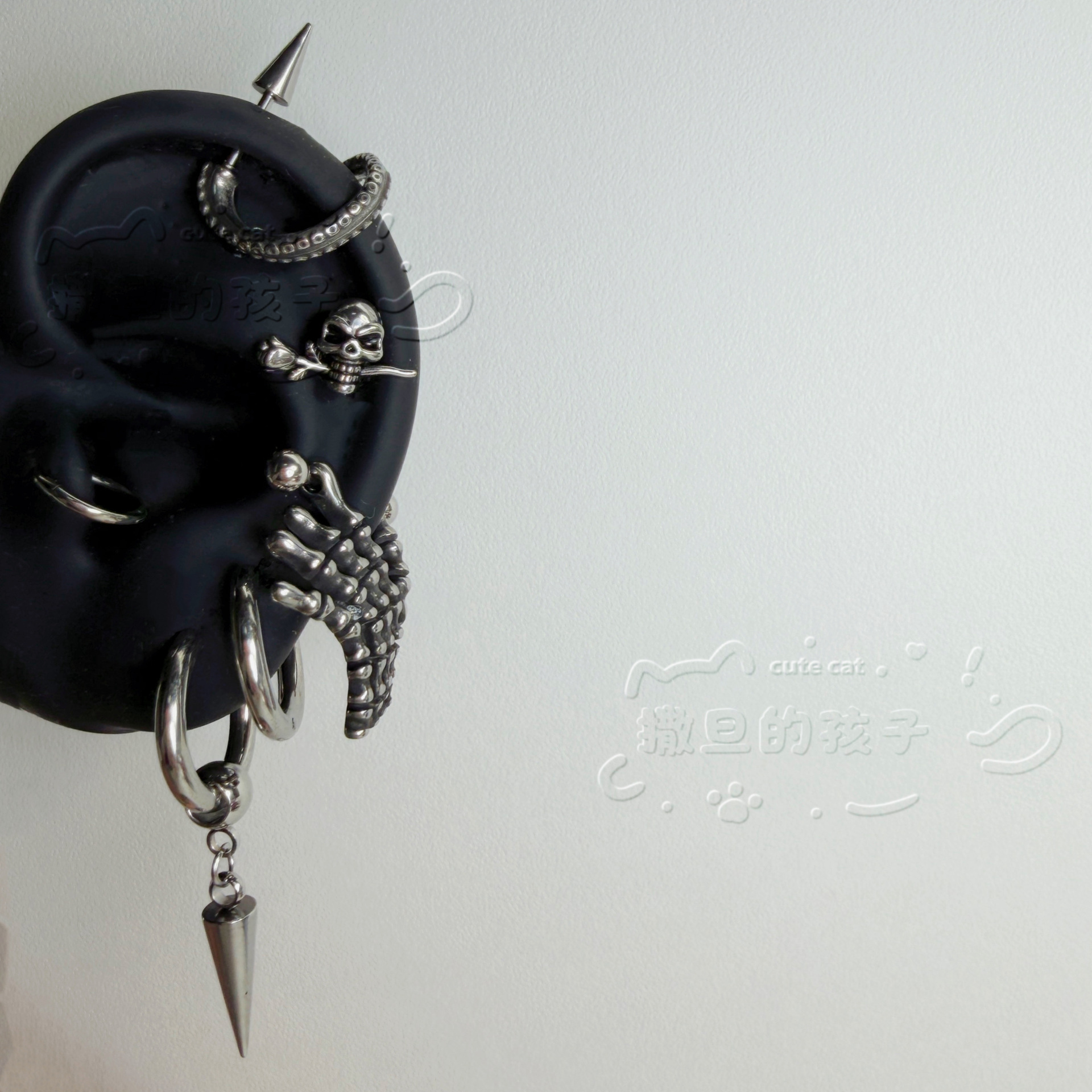 Labret stud lip piercing jewelry styling detail