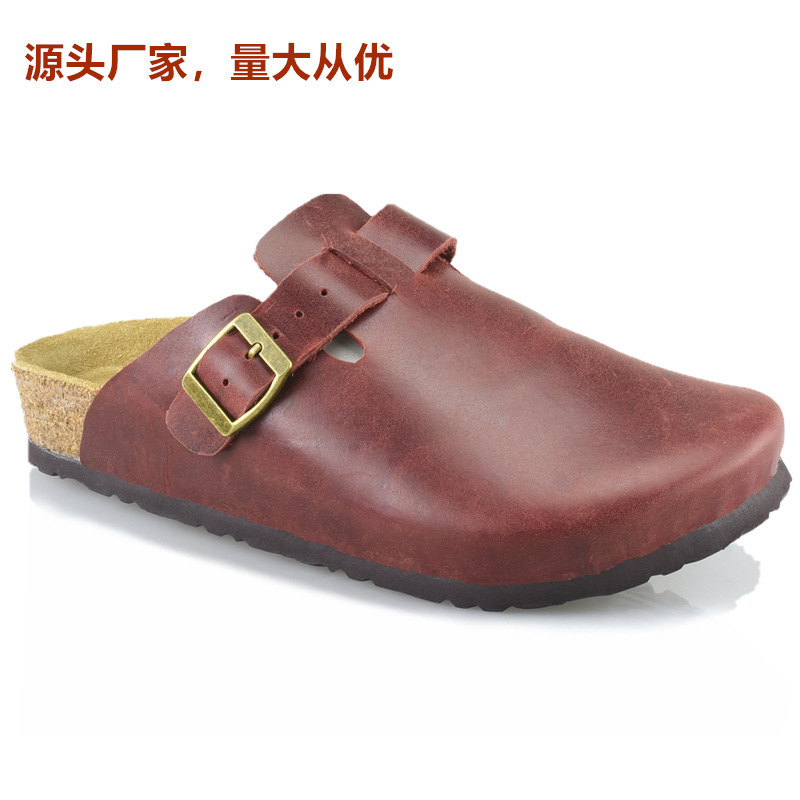 High-End Latex Cork Wide-Toe Slippers for Women, 2025 Summer Outdoor Casual Leather Mules