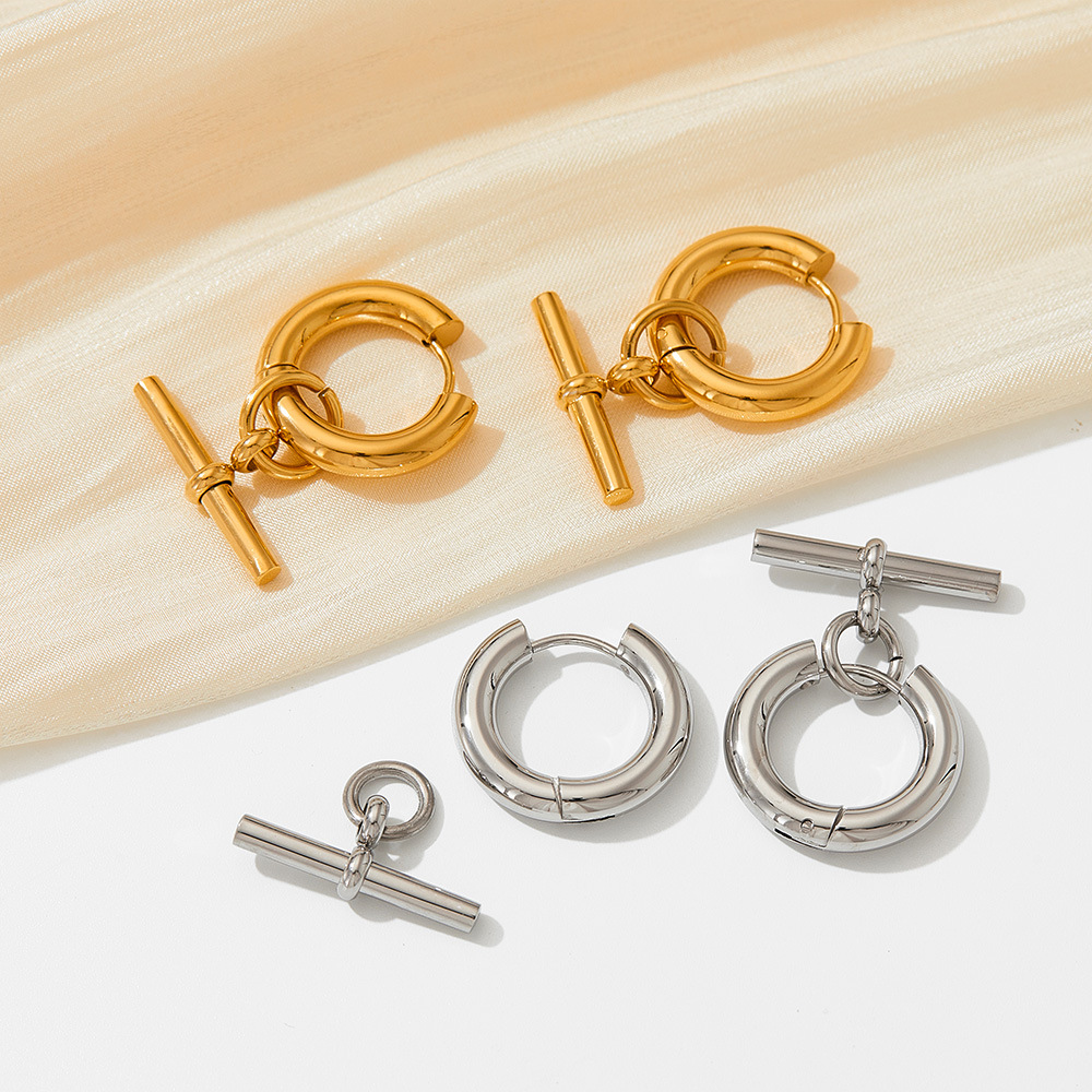 Earrings Classification 16K Gold, White Gold Plated, Gold Plating Plating Color 1 Pair Quantity Daily Occasion PVD Coated Real Gold Plated 16K Gold White Gold Plated Gold Plating Solid Color 304 Stainless Steel Simple Style Waterproof Non Tarnish Earrings
