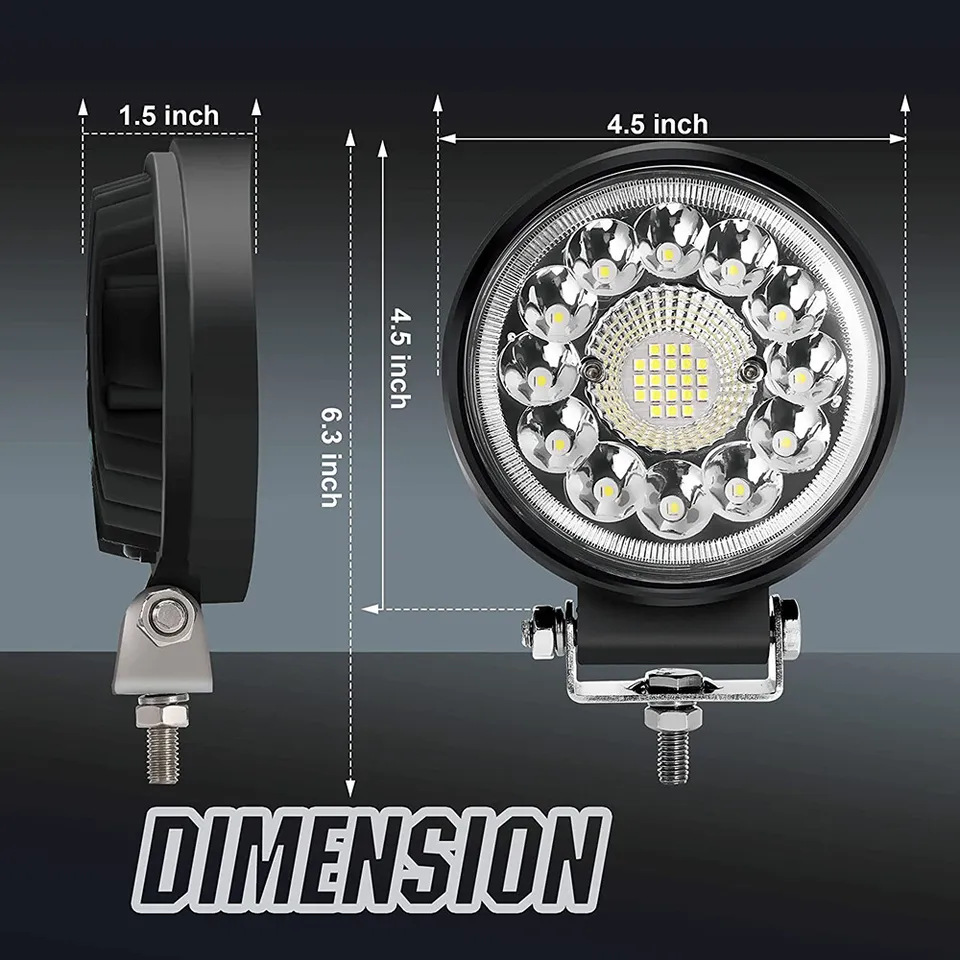 Luz de trabajo LED para automóviles redonda de 4 pulgadas 33LED luz de trabajo mezcla de luz convertida delanteros de camión
