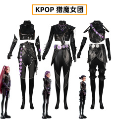 猎魔女团k-pop鲁米佐依米拉黑色皮革款cosplay动漫同款二次元服装