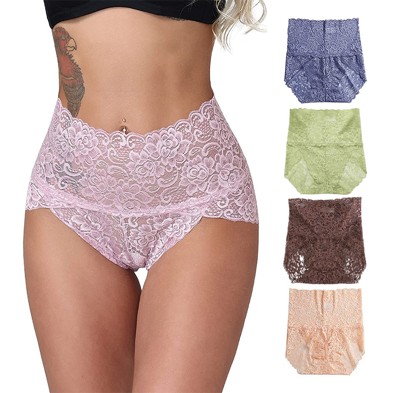 Plus Size Lace Panties High Waist Hipste...