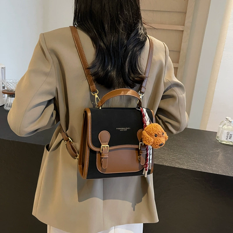 Retro matte fashion backpack, versatile everyday shoulder bag for leisure - various colors, pendant options