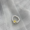 Cute fresh ring from pearl, elastic white fashionable ball with beads, flowered, on index finger, wholesale