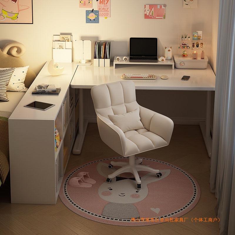 Escritorio de computadora, escritorio, estantería, escritorio en casa para estudiantes, escritorio de oficina de aprendizaje para niños, dormitorio en forma de L, niñas
