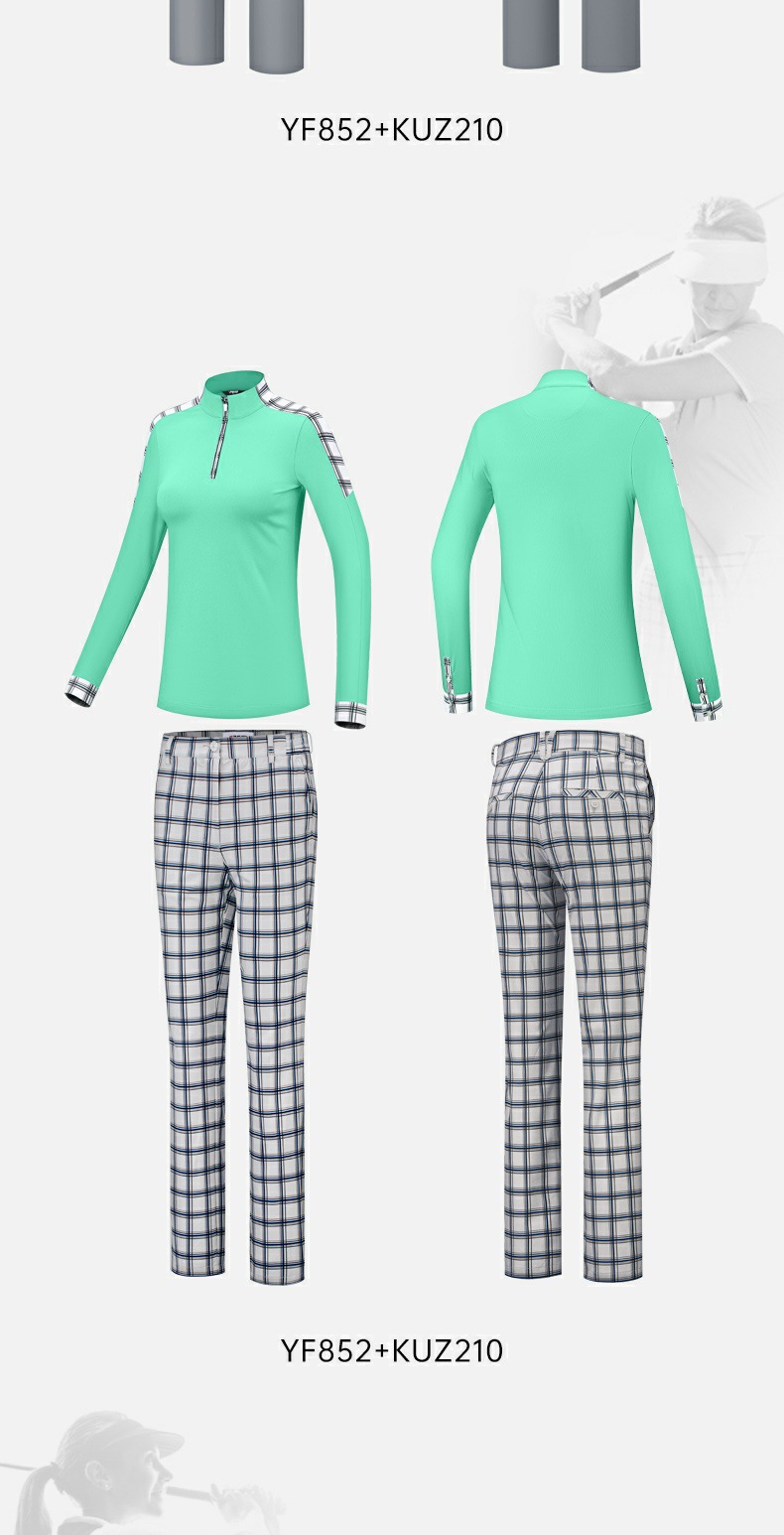 Bộ đồ caddie nữ YF852 KUZ210 – Áo sơ mi dài tay phối quần ca rô — [Áo xanh Bibo, quần ca rô trắng xanh] Bộ đồ nữ caddie YF852 KUZ210, Nếu bạn cần [cùng phong cách quần áo nam], vui lòng liên hệ với dịch vụ khách hàng để tùy chỉnh, [Áo xanh sóng xanh quần xám đậm] Bộ đồ caddie nữ YF852 KUZ210, [Áo xanh Bibo, quần xanh nhạt] Bộ đồ caddie nữ YF852 KUZ210 chi tiết 9