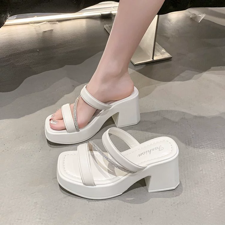 Высокая летняя шлепанца на платформе, подходит с юбкой, сандалии, для подростков