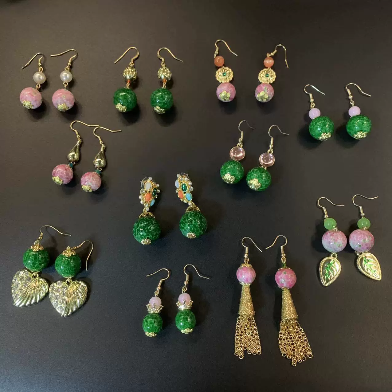 青岛复古耳环耳坠国风耳饰秋冬批发电镀琉璃饰品女高级感合集耳钉