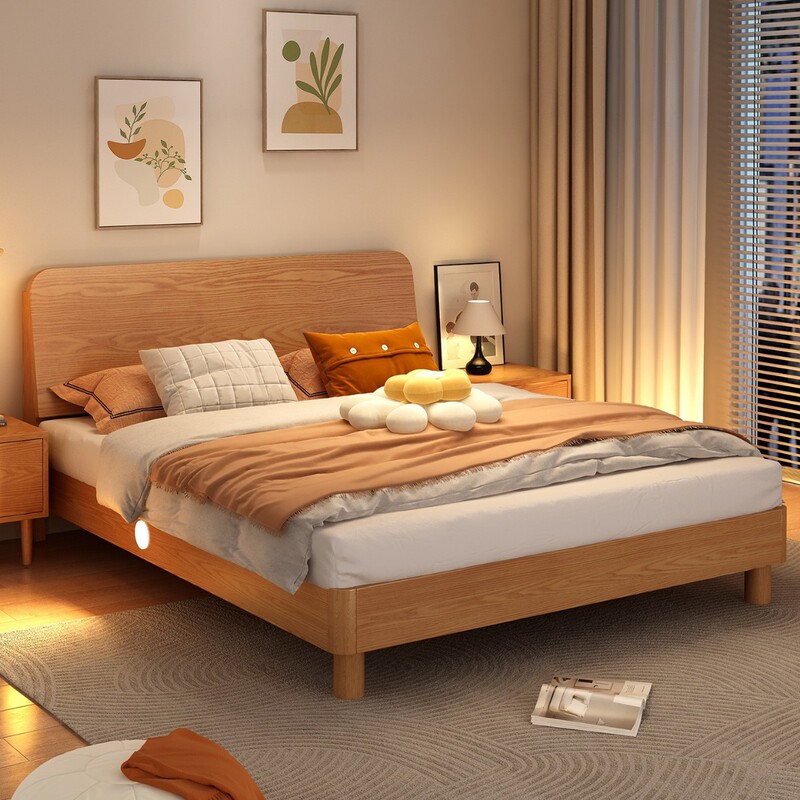 Solid Wood Bed for Home Master Bedroom. Meter Double Bed Factory Direct Sale. Economical Rental Room. Single Bed Frame