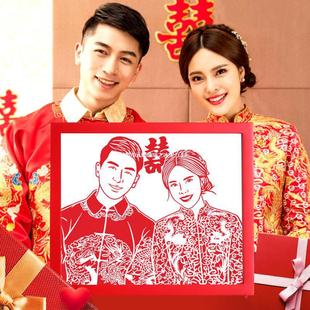 Foreigner Wedding Portrait Gift Portrait Custom Lover Photo Birthday Wedding Character Paper-Cut Foreigner